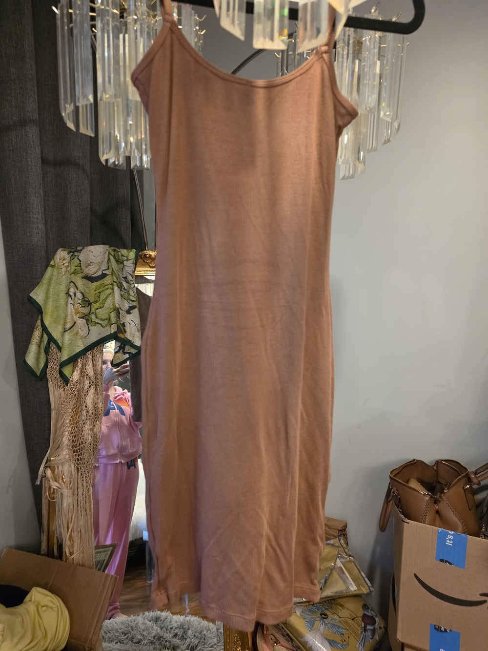 Popilush Midi Slip Dress in Coco Brown - Adjustable Straps
